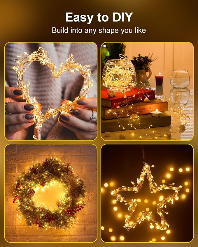 Fairy Lights Battery Operated, 60 LED Fairy String Lights Waterproof Silver - Image 2