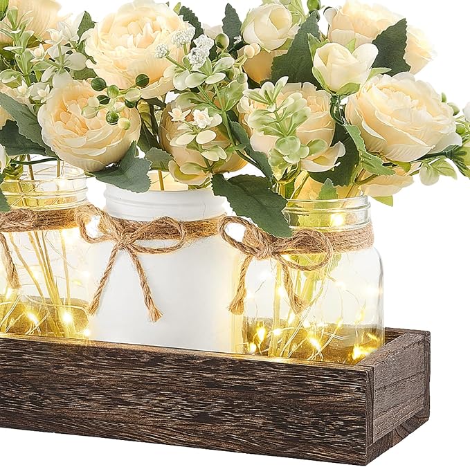 Mkono Mason Jar Lights Centerpiece Table Decor - Image 7