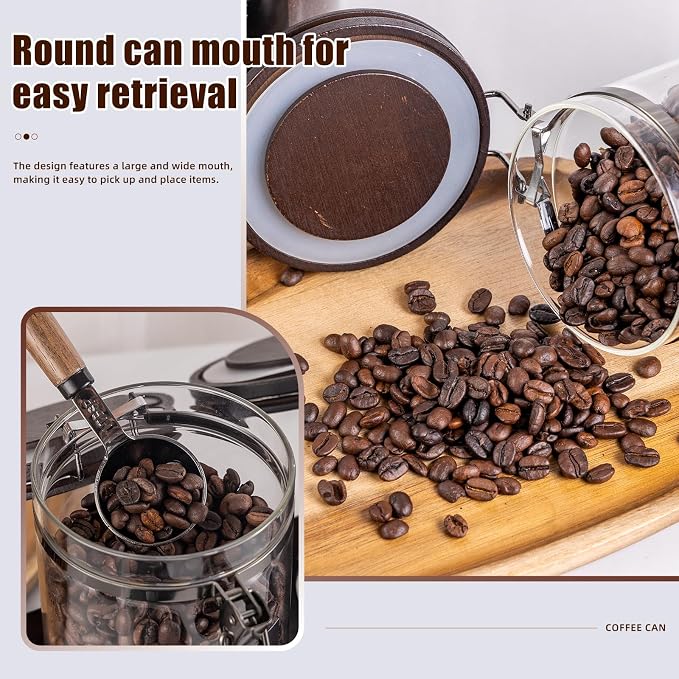 Glass Coffee Container with Wooden Shelf, 2×45OZ Coffee and Sugar Container Set - Image 7