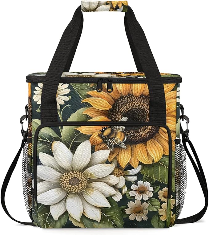 Yellow Sunflower Floral Bee Coffee Maker Carring Bag, Large Insulated Storage by Home