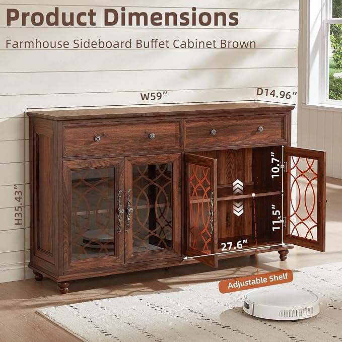 Joaxswe Large Sideboard Buffet Cabinet Set of 2 - Image 3
