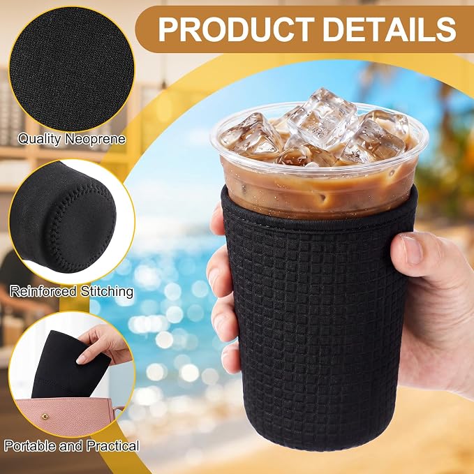 CHENGU 12 Pack Reusable Iced Coffee Sleeves Bulk Cold Cup Neoprene Insulated - Image 4
