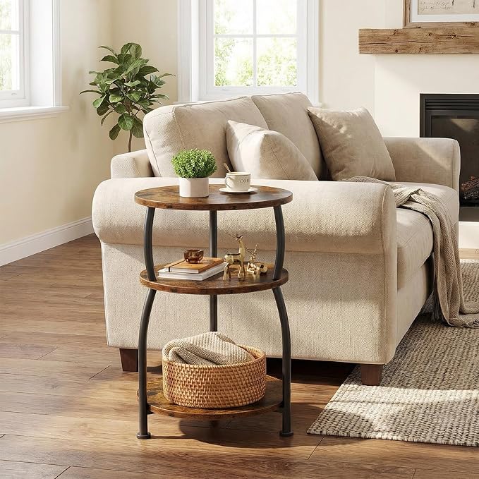 Round Side Table, 3-Tier End Table - Image 2