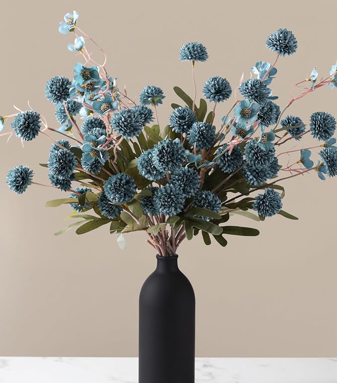 HyeFlora Fake Kiku Flowers, Faux Silk Pompon Mums Artificial Flowers, - Image 4