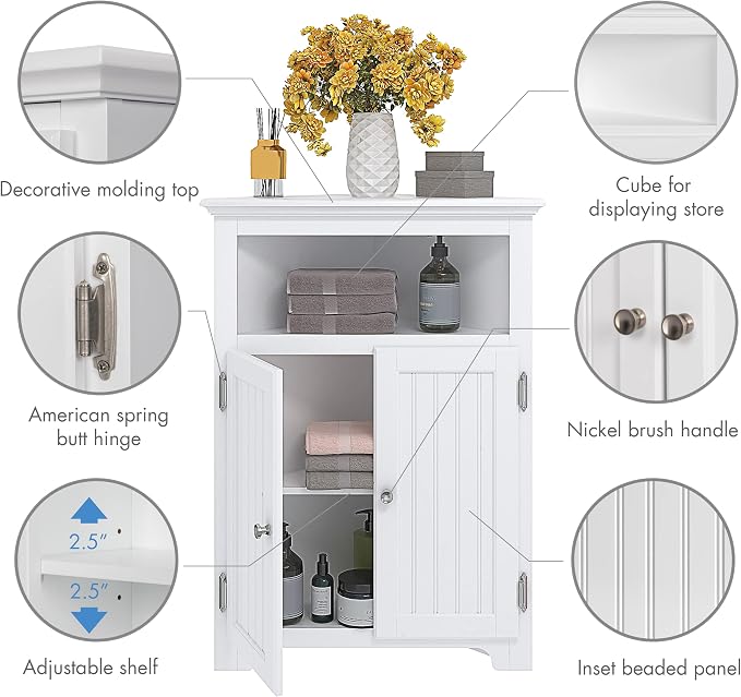 UTEX Bathroom Corner Storage Cabinet, Small Floor Corner Cabinet - Image 4
