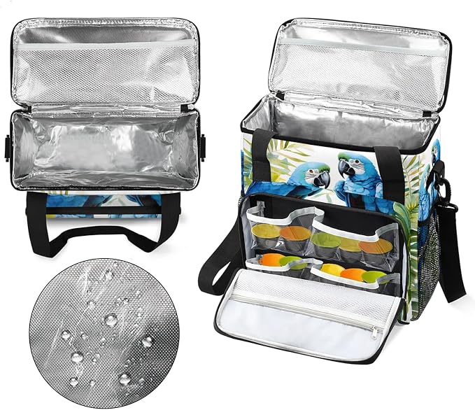 Tropical Parrot Coffee Maker Carring Bag, Large Insulated Storage Organizer - Image 3