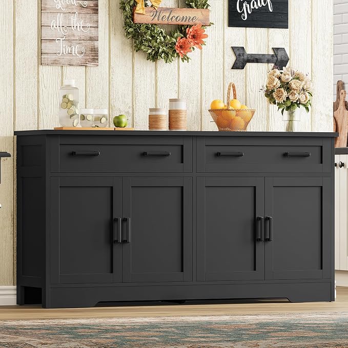 usikey Buffet Cabinet with Storage and Drawers, Modern Coffee Bar by USIKEY