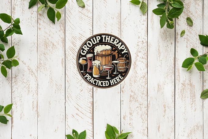 Vintage Beer Bar Art Poster Group Therapy Practiced Here Metal Sign - Image 6