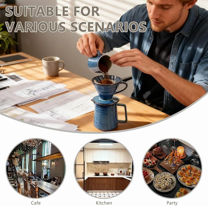 Ceramic Pour Over Coffee Maker Set, Starry Blue Coffee Dripper Cone - Image 5
