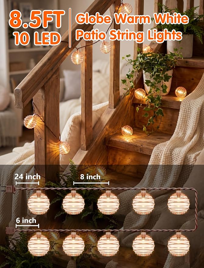 SUNSGNE Brown String Lights, Decorative Globe String Lights Plug in - Image 3