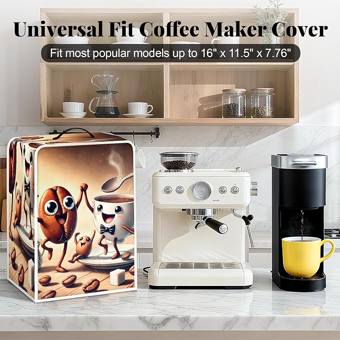 BVBOX Coffee Maker Cover, Durable Dustproof Lightweight Polyester Cotton Blend - Image 3