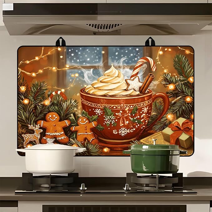 Christmas Stove Cover 28.3 x 20.5 Inches, Hot Cocoa Gingerbread Stove Top - Image 4
