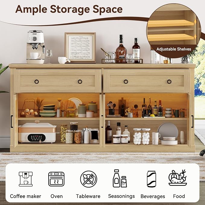 63'' Sideboard Buffet Cabinet - Image 5