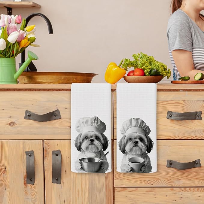 Funny Chef Shih Tzu Kitchen Towels Set of 2, Shih Tzu Dog Gifts - Image 4