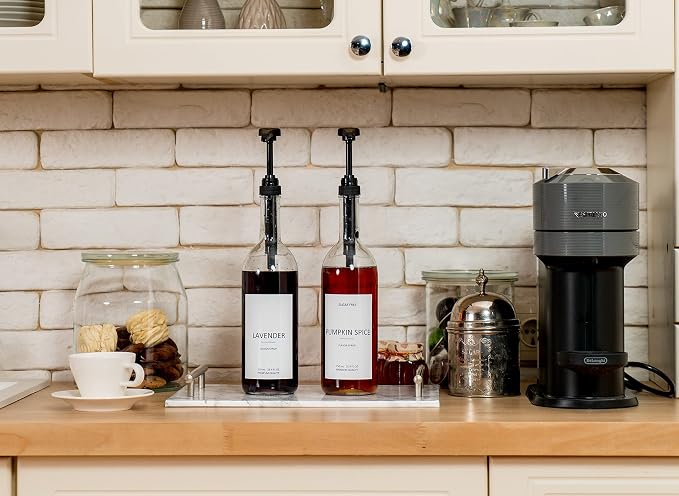 Demi's Home 25.4 oz 750 ml Glass Coffee Syrup Dispenser - Image 5