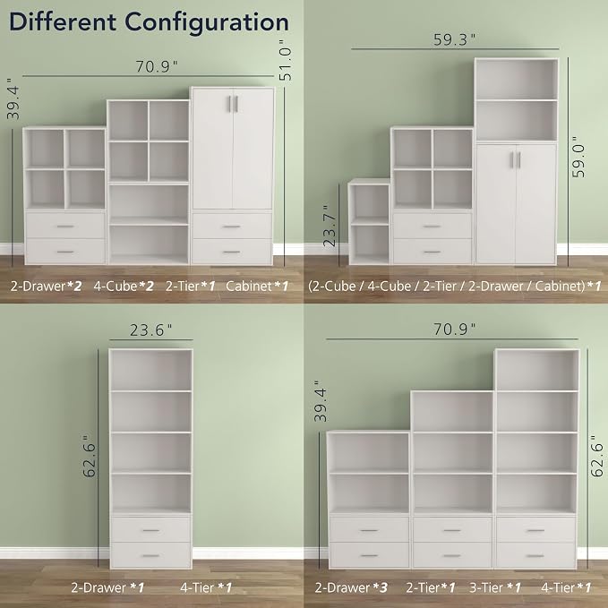 Homes: Inside + Out Apexa 4-Cube Storage Organizer Shelves, Stackable Wood - Image 11
