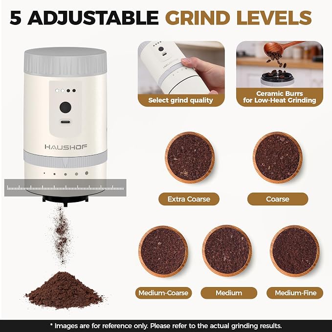 HAUSHOF Portable Coffee Grinder, Camping Coffee Makers, Portable Burr Coffee - Image 3