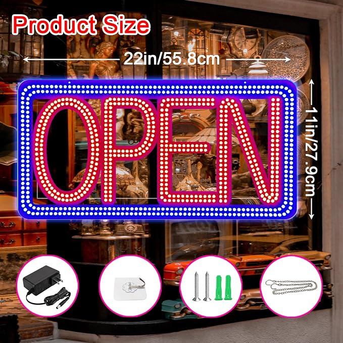 22"x11" Horizontal LED Open Sign - Image 3