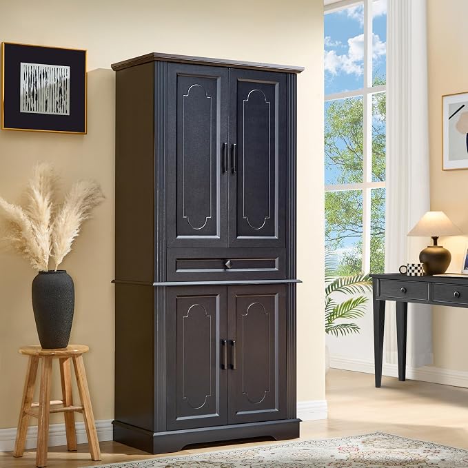 71" Black Tall Pantry Cabinet by LIDYUK