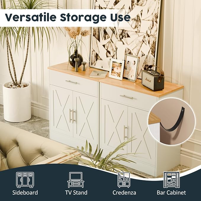 SUNLEI Coffee Bar Cabinet, Wooden Storage Cabinet - Image 4