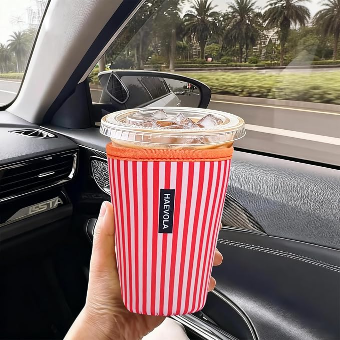 Reusable Insulated Neoprene Iced Coffee Cup Sleeve, Durable Drink Sleeve - Image 2