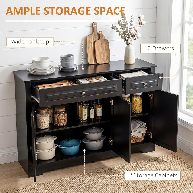 HOMCOM Sideboard Buffet Cabinet, Modern Buffet Cabinet - Image 4