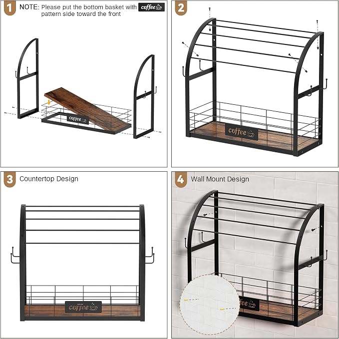 Metal K Cup Holder, 2 Tier Coffee Bar Organizer - Image 8