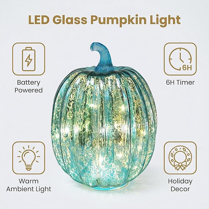 Mercury Glass Pumpkin Light - Image 3