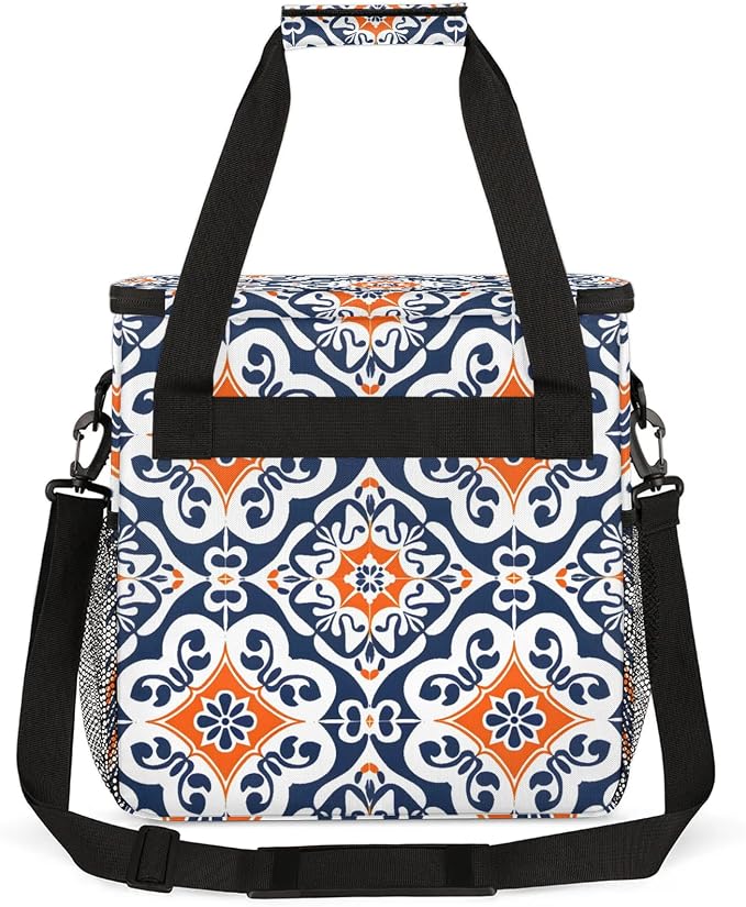 Boho Mexican Tile Coffee Maker Carring Bag, Large Insulated Storage Organizer - Image 5