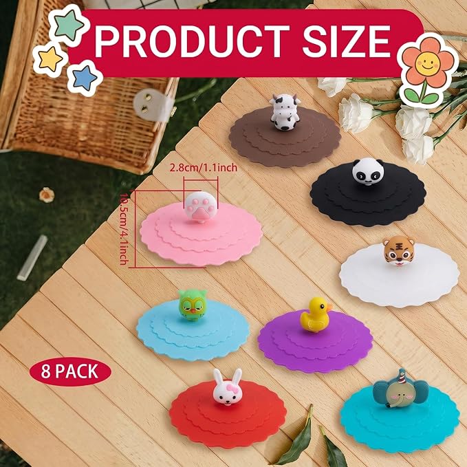 8 Pcs Silicone Cup Covers, Colorful Anti-Dust Coffee Cup Lid Covers - Image 5