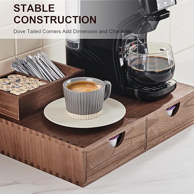 SMARTAKE Wooden K Cup Organizer Coffee Pod Storage Box, Coffee Pod Tea - Image 6