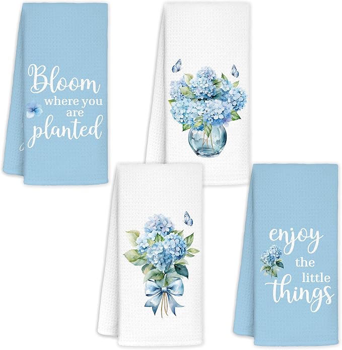 Hydrangea Kitchen Towels Set of 4 by LoveandHome