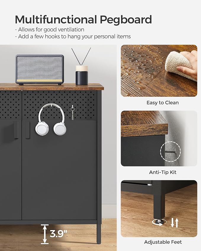 SONGMICS Storage Cabinet, Metal Cabinet, Sideboard - Image 7