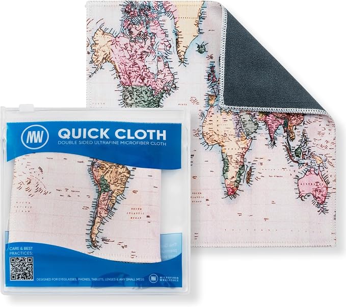 Microfiber Wholesale Quick Cloth Glasses Cleaning Cloths–8x8 World Map 1-Pack by MicrofiberWholesale