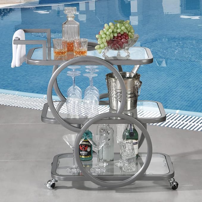 Home Bar Serving Carts 3 Tier Kitchen Carts on Wheels Mobile Bar Carts - Image 2