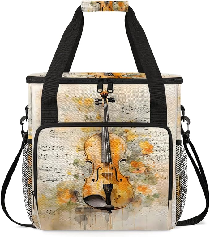 Musical Violin Coffee Maker Carring Bag, Large Insulated Storage Organizer Case by Home