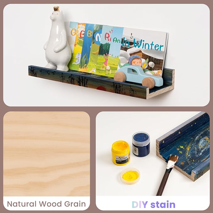 Long Floating Shelves for Wall, 55 inch Solid Wood Picture Ledge Shelf - Image 6