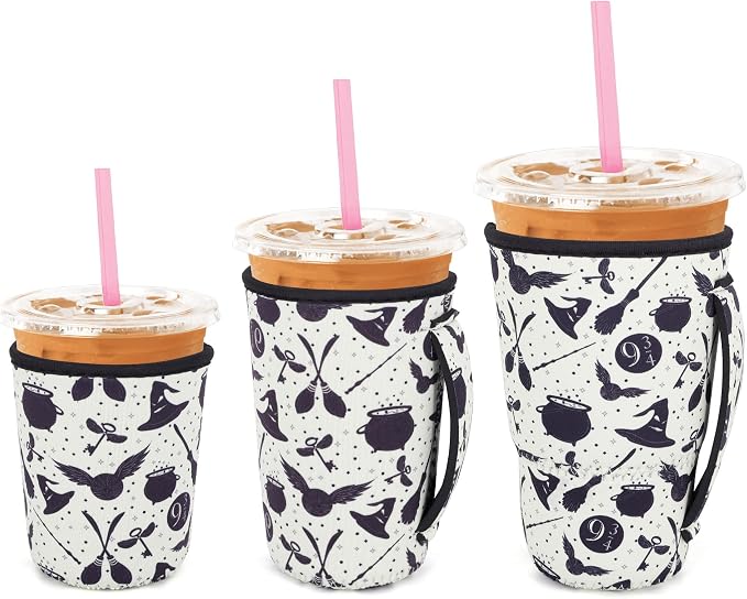 3 Pack Iced Coffee sleeve Insulated Neoprene Cup Sleeves by Snowso