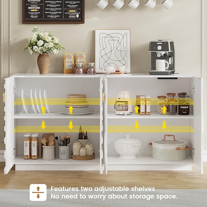 LVSOMT 63" High-Gloss Sideboard Buffet Cabinet - Image 6