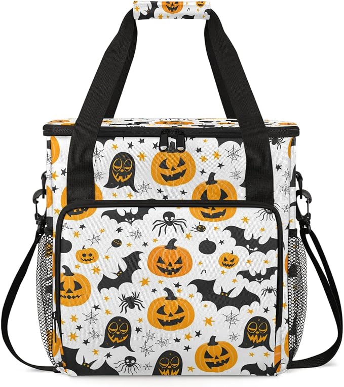 Halloween Pumpkin Bat Theme Coffee Maker Carring Bag, Large Insulated Storage by Home