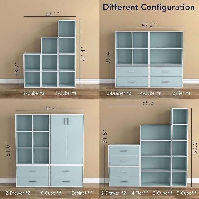 Homes: Inside + Out Apexa 6-Cube Storage Organizer Shelves, Stackable Wood - Image 10