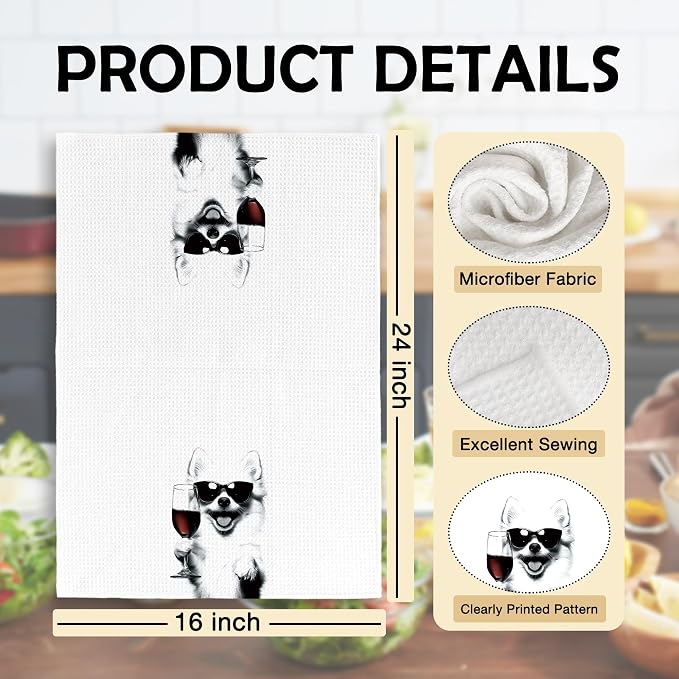 Funny Pomeranian Wine Kitchen Towels, Gifts - Image 6