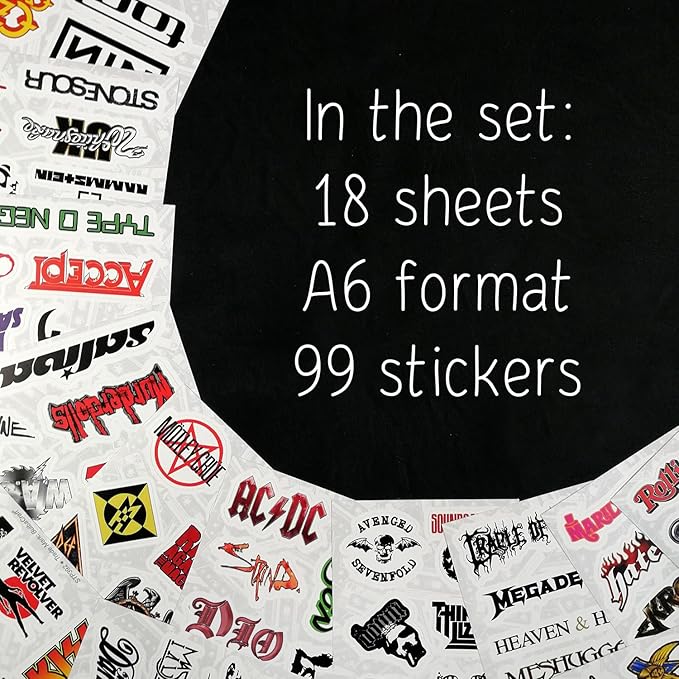 100Pcs Classic Rock Stickers, Rock and Roll Stickers, Rockabilly Band Decals - Image 2