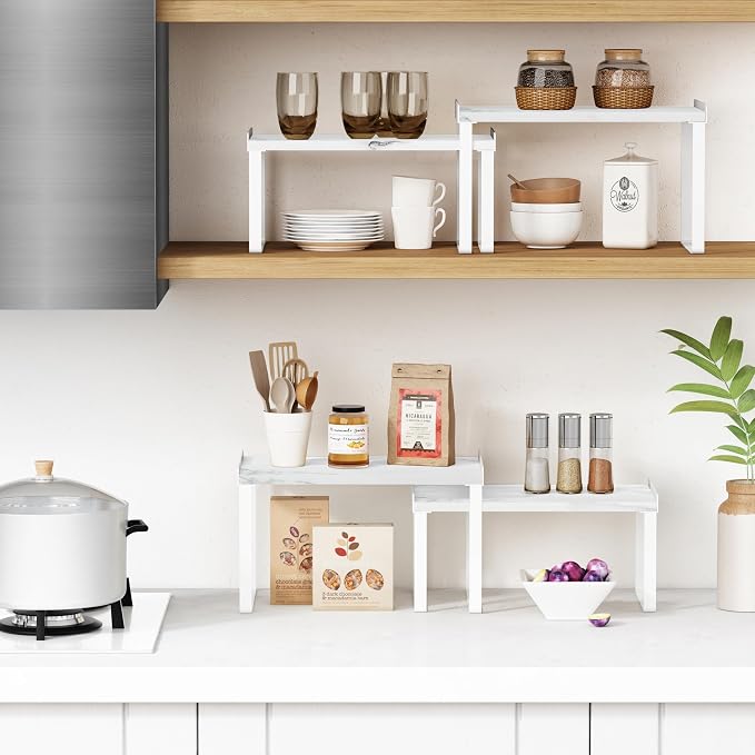 Goozii Counter Shelf Organizer Set of 4, Pantry Shelf Risers - Image 3