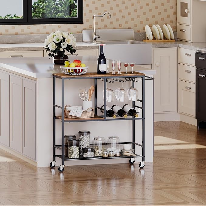 HOOBRO Bar Cart for The Home, 29.5 inches 3-Tier Serving Cart - Image 8
