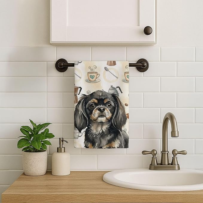 Caroline's Treasures Black and Tan Tibetan Spaniel Coffee Bar Kitchen Towel - Image 7