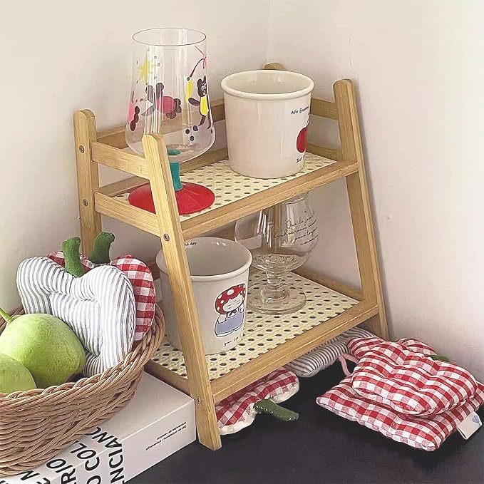 Narrow Mug Holder Countertop, Tea and Coffee Bar Station Organizer, Bamboo - Image 4