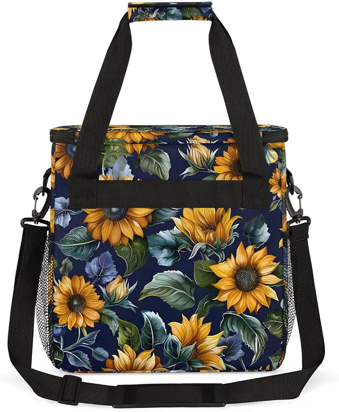 Yellow Sunflower Coffee Maker Carring Bag, Large Insulated Storage Organizer - Image 5