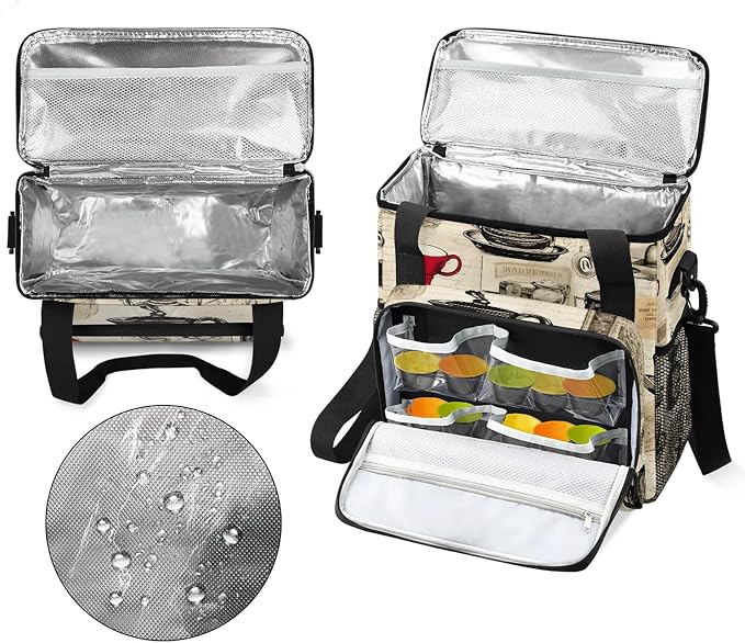 Coffee Vintage Coffee Maker Carring Bag, Large Insulated Storage Organizer Case - Image 3