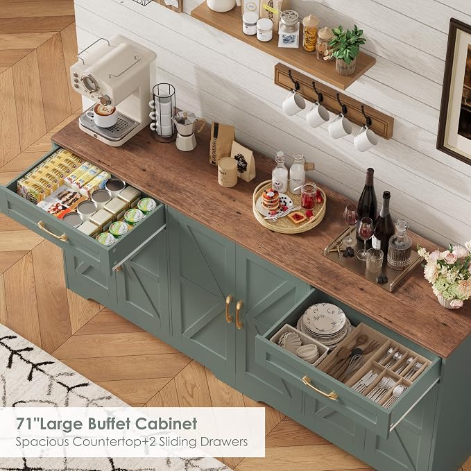 BOTLOG 71” Large Sideboard Buffet Cabinet - Image 6